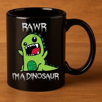 Rawr IM A Dinosaur Cartoon Trex Monster 11oz C Handle Ceramic Mug