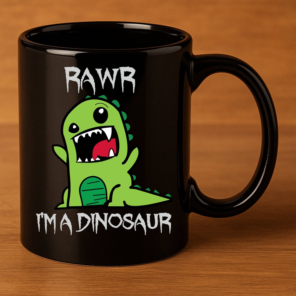 Rawr IM A Dinosaur Cartoon Trex Monster 11oz C Handle Ceramic Mug