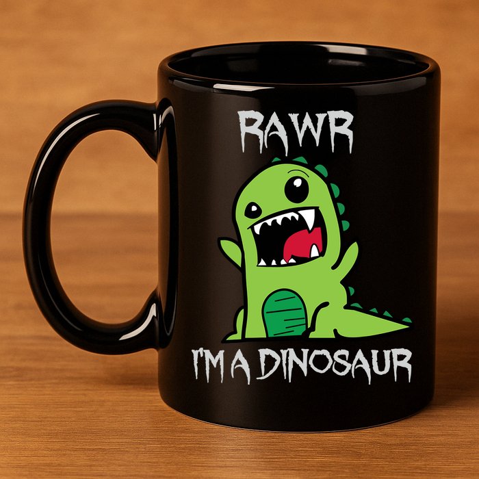 Rawr IM A Dinosaur Cartoon Trex Monster 11oz C Handle Ceramic Mug