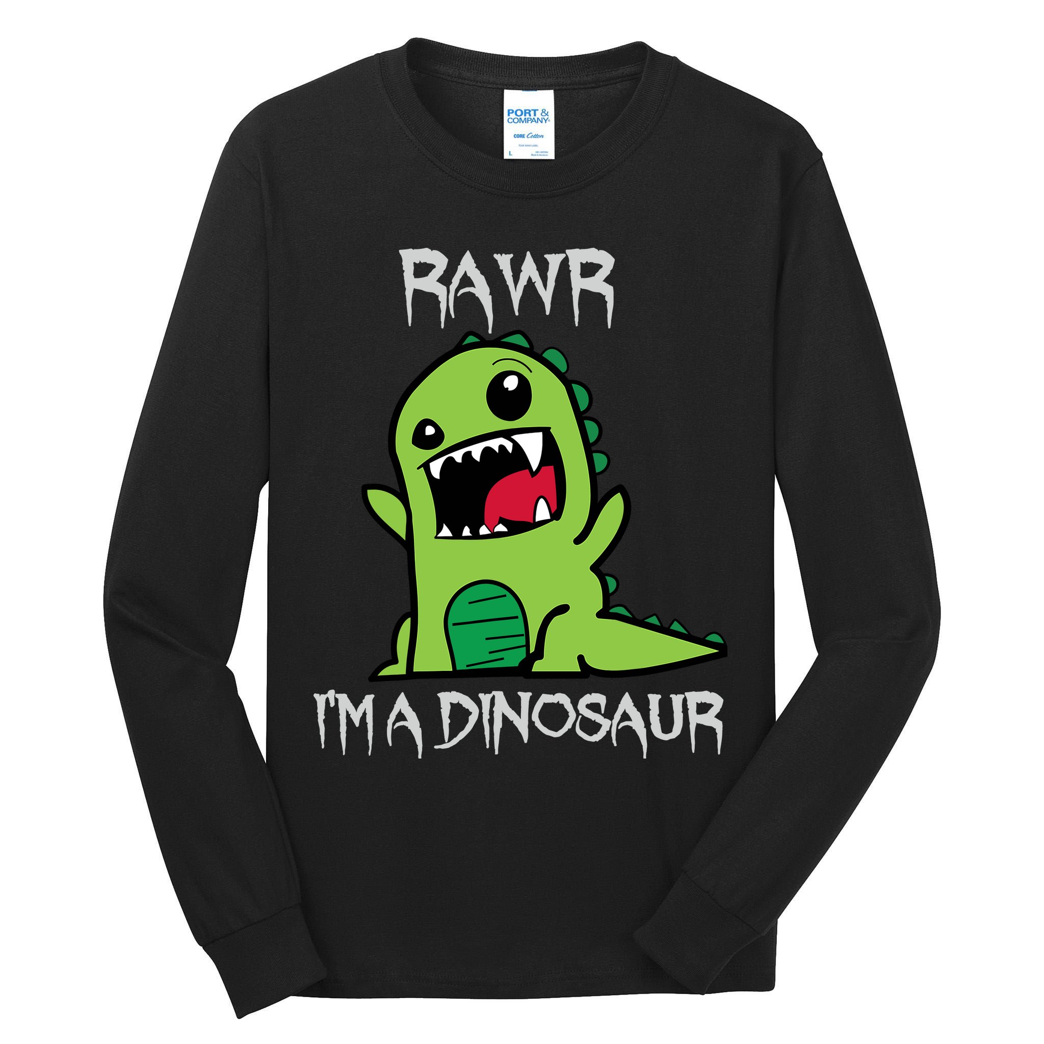 Rawr IM A Dinosaur Cartoon Trex Monster Tall Long Sleeve T-Shirt