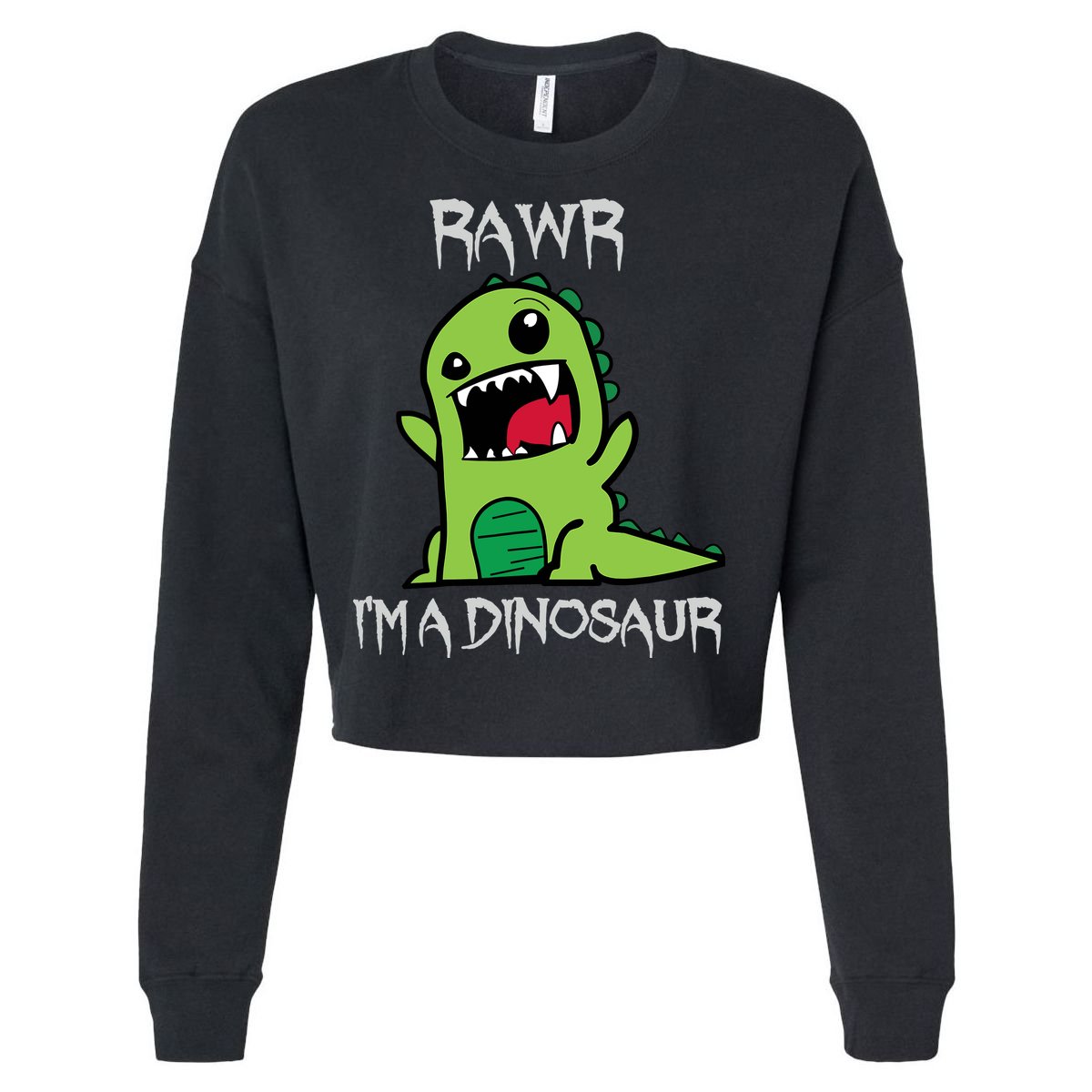 Rawr IM A Dinosaur Cartoon Trex Monster Cropped Pullover Crew