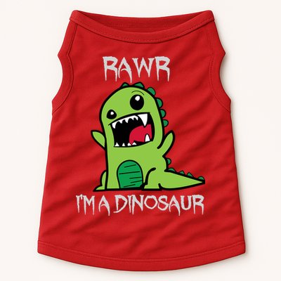 Rawr IM A Dinosaur Cartoon Trex Monster Doggie Tank