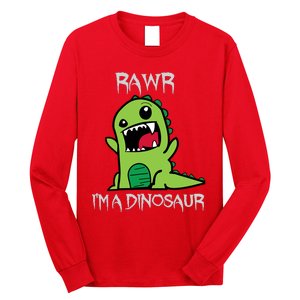 Rawr IM A Dinosaur Cartoon Trex Monster Long Sleeve Shirt