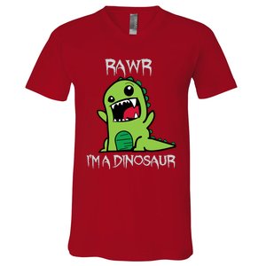 Rawr IM A Dinosaur Cartoon Trex Monster V-Neck T-Shirt