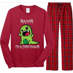 Rawr IM A Dinosaur Cartoon Trex Monster Long Sleeve Pajama Set