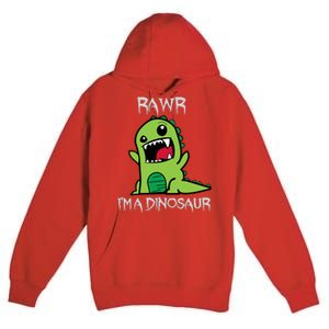 Rawr IM A Dinosaur Cartoon Trex Monster Premium Pullover Hoodie