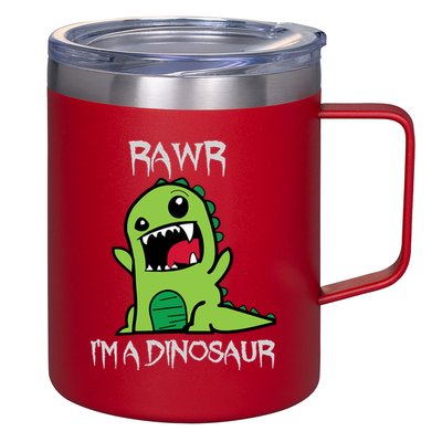 Rawr IM A Dinosaur Cartoon Trex Monster 12oz Stainless Steel Coffee Mug