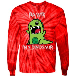 Rawr IM A Dinosaur Cartoon Trex Monster Tie-Dye Long Sleeve Shirt