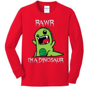 Rawr IM A Dinosaur Cartoon Trex Monster Kids Long Sleeve Shirt