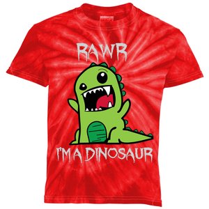 Rawr IM A Dinosaur Cartoon Trex Monster Kids Tie-Dye T-Shirt