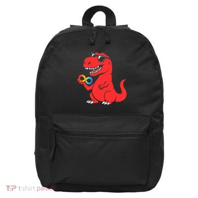 Red Instead Autism Dino Autism Awareness Acceptance Kids  16 in Basic Backpack