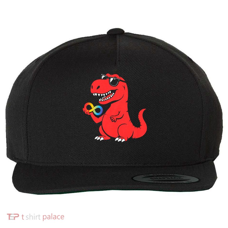 Red Instead Autism Dino Autism Awareness Acceptance Kids Wool Snapback Cap