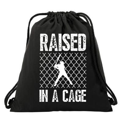 Raised In A Cage Baseball Gift Drawstring Bag