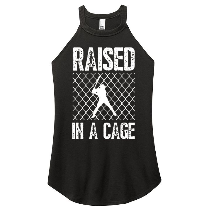 Raised In A Cage Baseball Gift Women's Perfect Tri Rocker Tank
