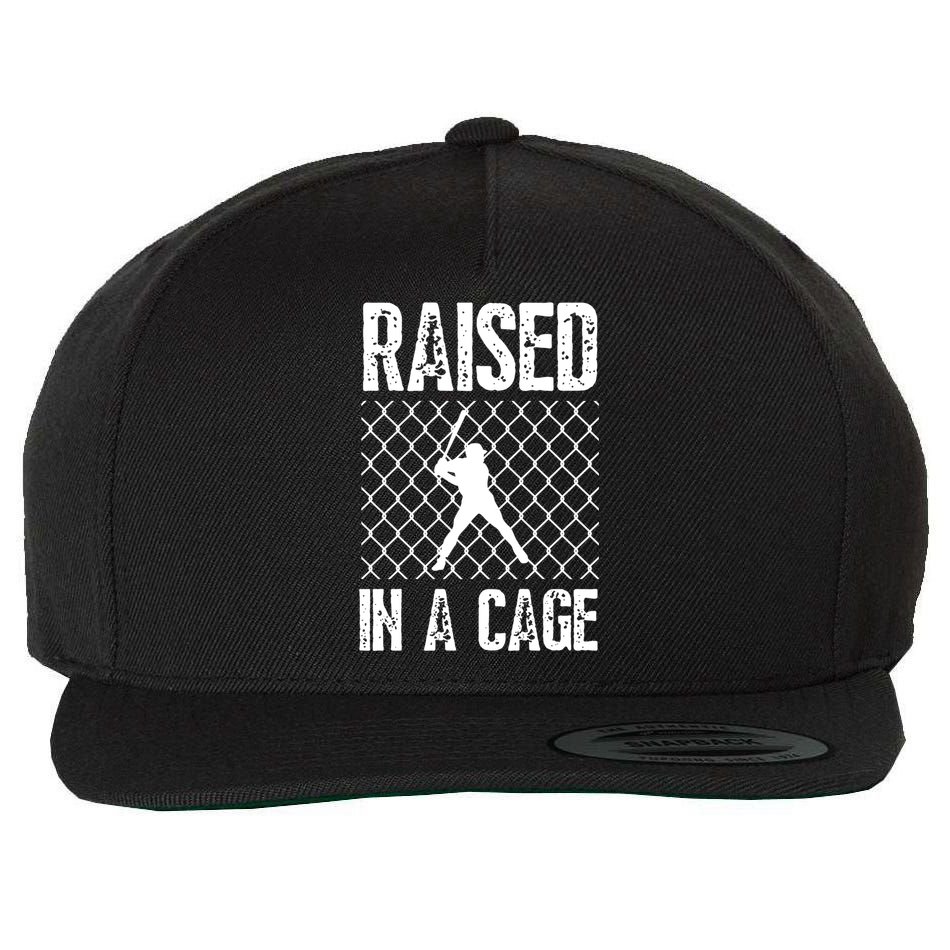 Raised In A Cage Baseball Gift Wool Snapback Cap