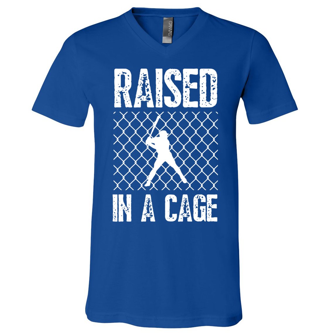 Raised In A Cage Baseball Gift V-Neck T-Shirt