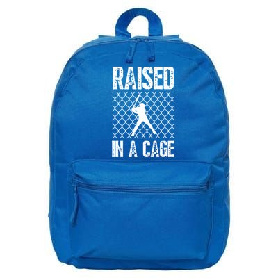 Raised In A Cage Baseball Gift 16 in Basic Backpack