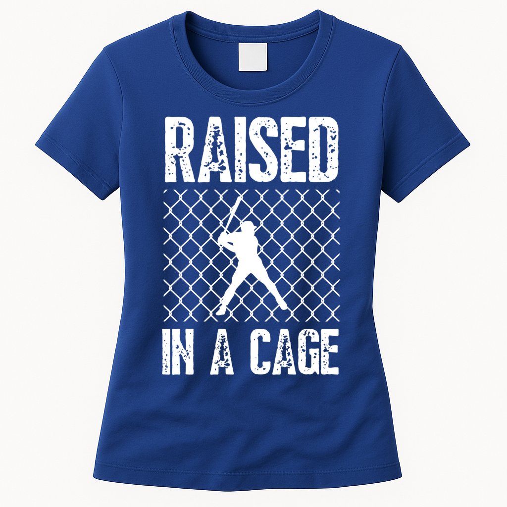 Raised In A Cage Baseball Gift Womens T-Shirt