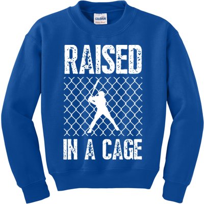 Raised In A Cage Baseball Gift Kids Sweatshirt