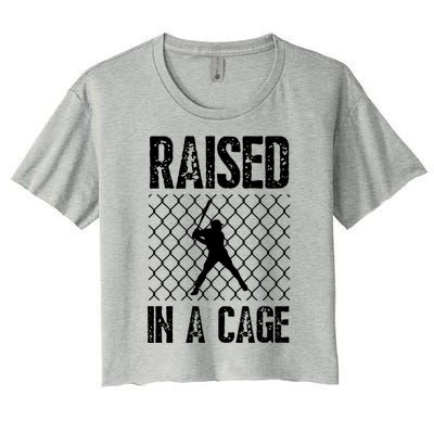 Raised In A Cage Baseball Gift Women's Crop Top Tee