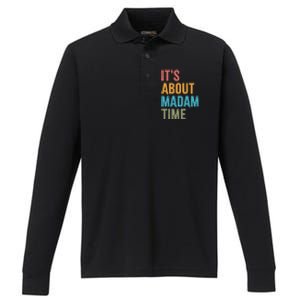 Retro ItS About Madam Time Funny Gift Performance Long Sleeve Polo