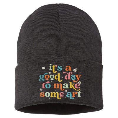 Retro It's A Good Day To Make Some Art Teacher Student Sustainable Knit Beanie