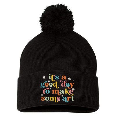 Retro It's A Good Day To Make Some Art Teacher Student Pom Pom 12in Knit Beanie