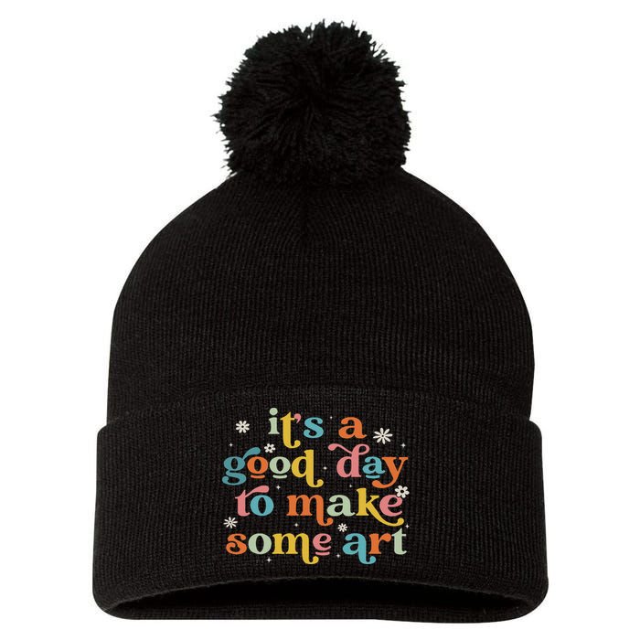 Retro It's A Good Day To Make Some Art Teacher Student Pom Pom 12in Knit Beanie
