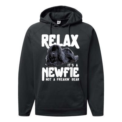 Relax ItS A Newfie Not A Freakin Bear Newfoundland Dog Performance Fleece Hoodie