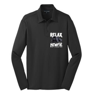 Relax ItS A Newfie Not A Freakin Bear Newfoundland Dog Silk Touch Performance Long Sleeve Polo