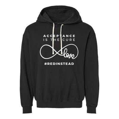 Red Instead Acceptance Of Autism Garment-Dyed Fleece Hoodie