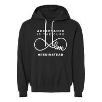 Red Instead Acceptance Of Autism Garment-Dyed Fleece Hoodie