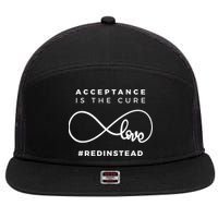 Red Instead Acceptance Of Autism 7 Panel Mesh Trucker Snapback Hat