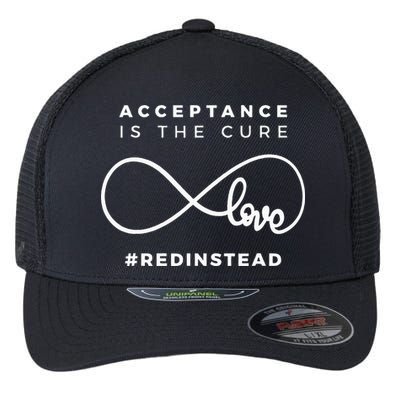 Red Instead Acceptance Of Autism Flexfit Unipanel Trucker Cap