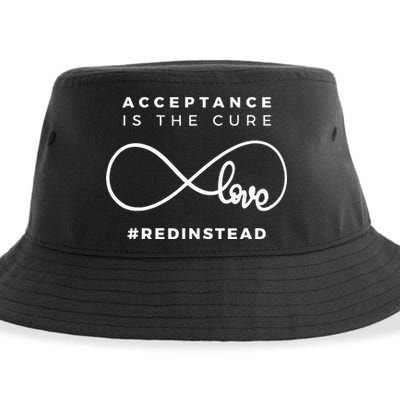 Red Instead Acceptance Of Autism Sustainable Bucket Hat