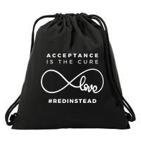 Red Instead Acceptance Of Autism Drawstring Bag