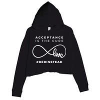 Red Instead Acceptance Of Autism Crop Fleece Hoodie