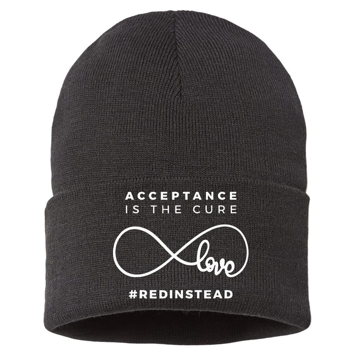 Red Instead Acceptance Of Autism Sustainable Knit Beanie