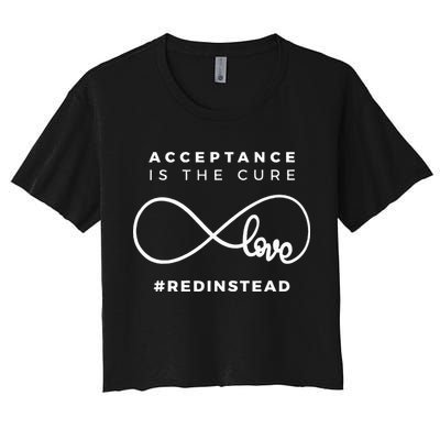 Red Instead Acceptance Of Autism Crop Top