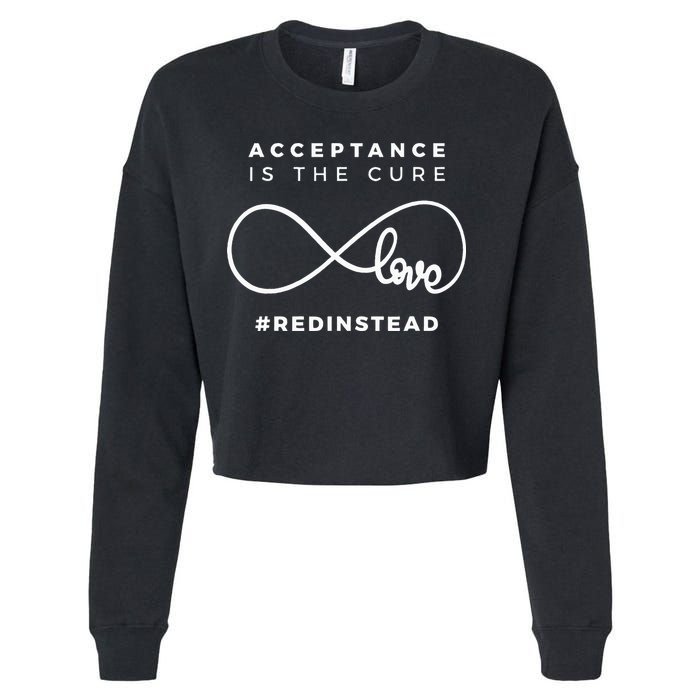 Red Instead Acceptance Of Autism Cropped Pullover Crew