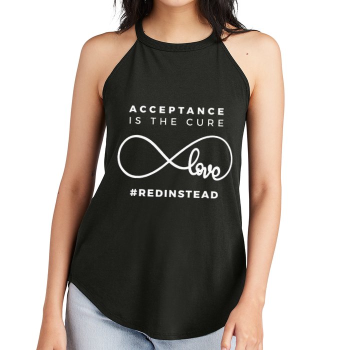 Red Instead Acceptance Of Autism Women's Perfect Tri Rocker Tank