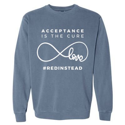 Red Instead Acceptance Of Autism Garment-Dyed Sweatshirt