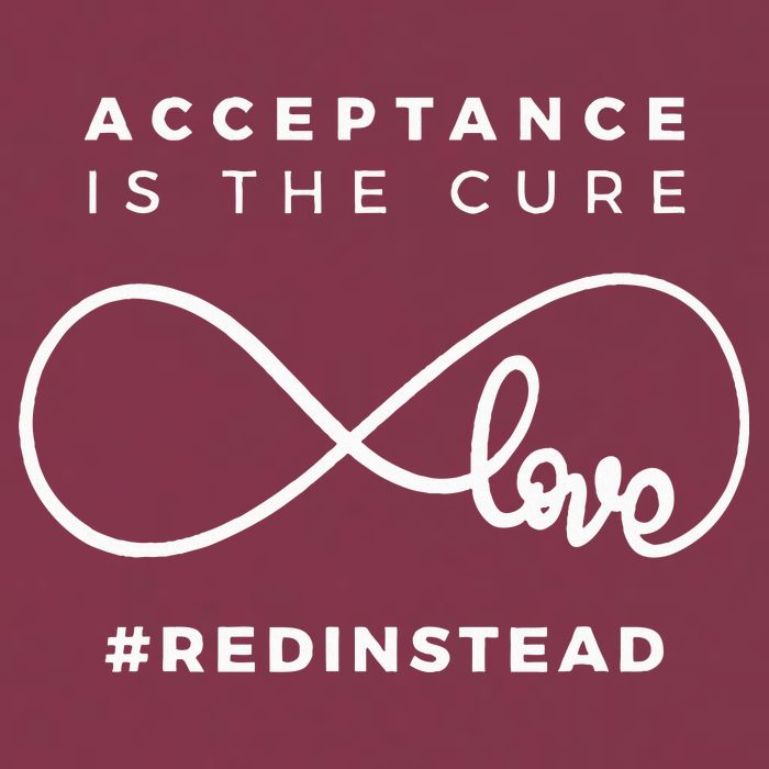 Red Instead Acceptance Of Autism 16oz Travel Tumbler