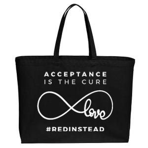 Red Instead Acceptance Of Autism Cotton Canvas Jumbo Tote