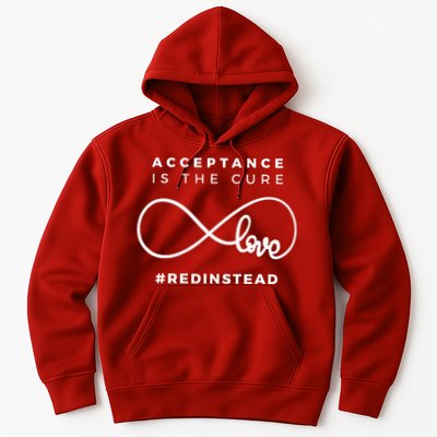 Red Instead Acceptance Of Autism Hoodie
