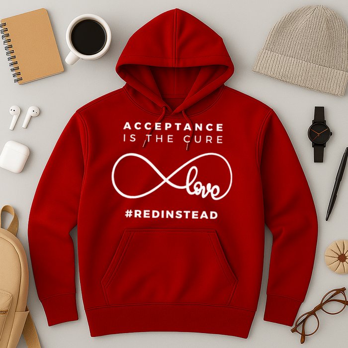 Red Instead Acceptance Of Autism Hoodie