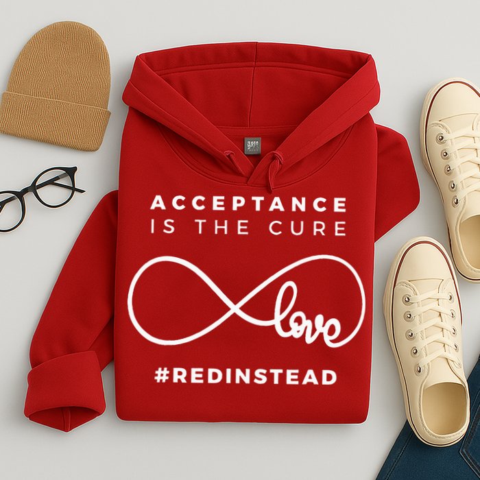 Red Instead Acceptance Of Autism Hoodie