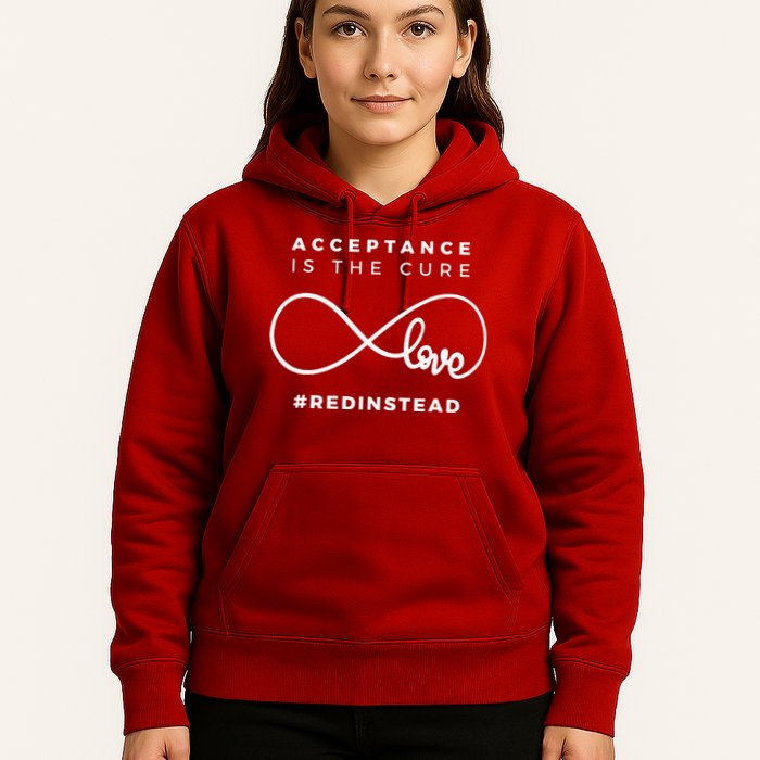 Red Instead Acceptance Of Autism Hoodie