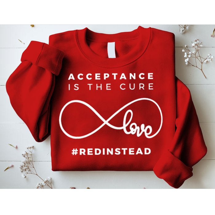Red Instead Acceptance Of Autism Sweatshirt