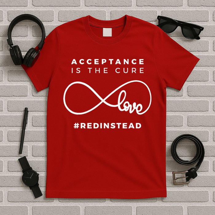 Red Instead Acceptance Of Autism T-Shirt
